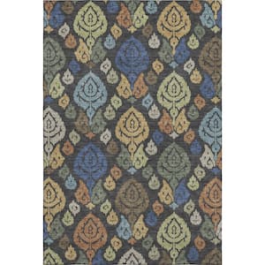 Mayfield Premium Machine Washable Abstract AMF2460 Charcoal 8 ft. x 10 ft. Area Rug