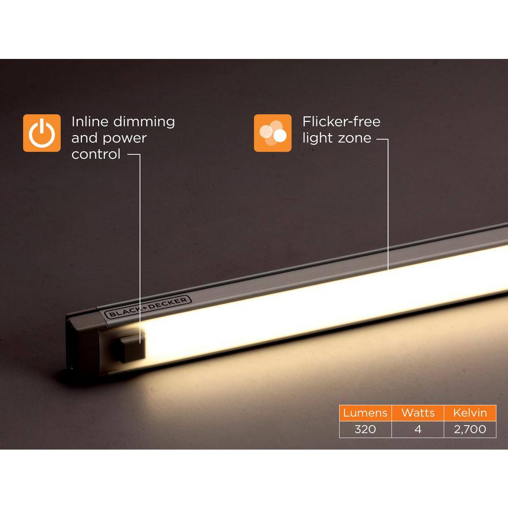 Gray 9-Inch LED Under-Cabinet Light Bar with Timer