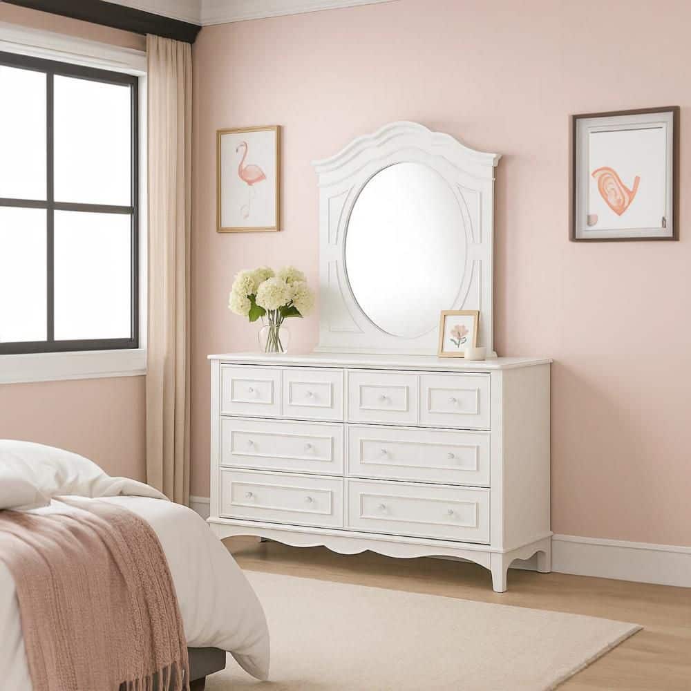 Benjara Calpan White 6-Drawer 18 in. Dresser without Mirror