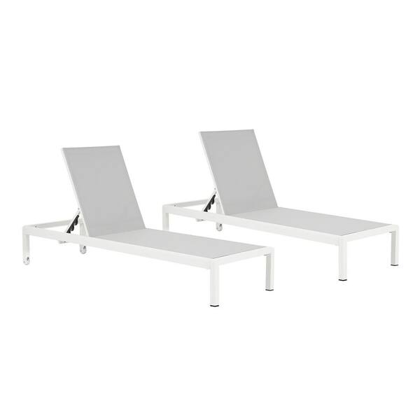 Gray 2-Piece Aluminum Outdoor Chaise Lounges, All Weather Use, UV Resistant, 400 lbs Weight Capacity