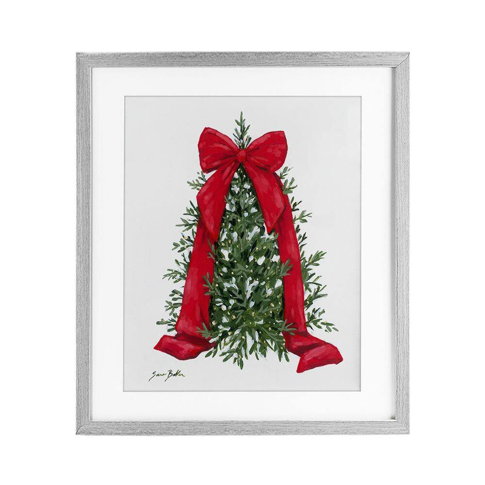 Festive Greenery with Ribbon by Sara Baker 1 Piece Gray Framed Graphic Religious Art Print 21 in. x 17 in. price history on PriceWatchPro