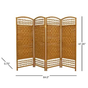4 ft. Short Fiber Weave Folding Screen - Light Beige - 4 Panels