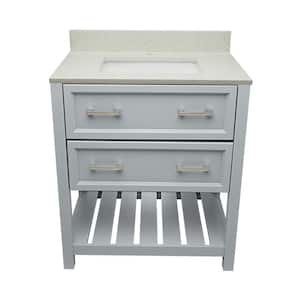 Tremblant 31 in. W x 22 in. D x 36 in. H Single Sink Bath Vanity in Grey with galaxy white Qt. Top single hole