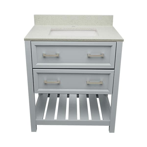 Tremblant 31 in. W x 22 in. D x 36 in. H Single Sink Bath Vanity in Grey with galaxy white Qt. Top single hole