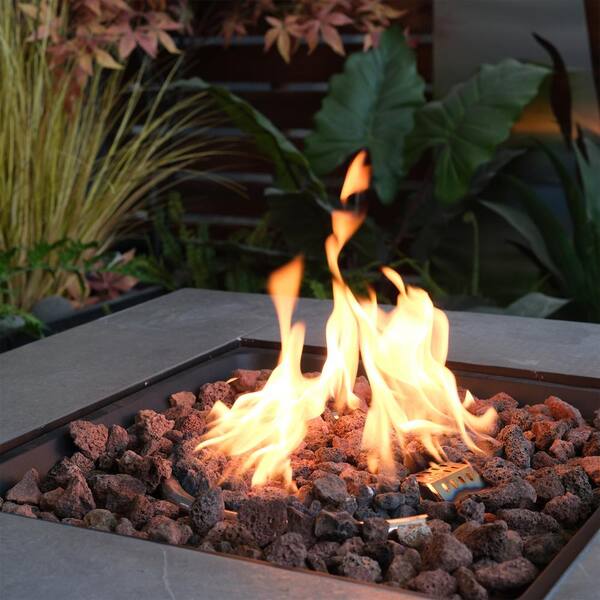 50000 BTU Square Gas Fire Table, Magnesium Oxide Wood Grain Finish