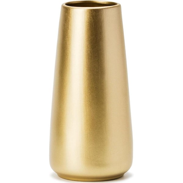 8 in. Light Gold Cylinder Ceramic Decorative Vase YJ00641