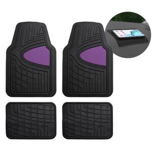 Purple 4-Piece Premium Liners Tall Channel Trimmable Rubber Car Floor Mats - Full Set