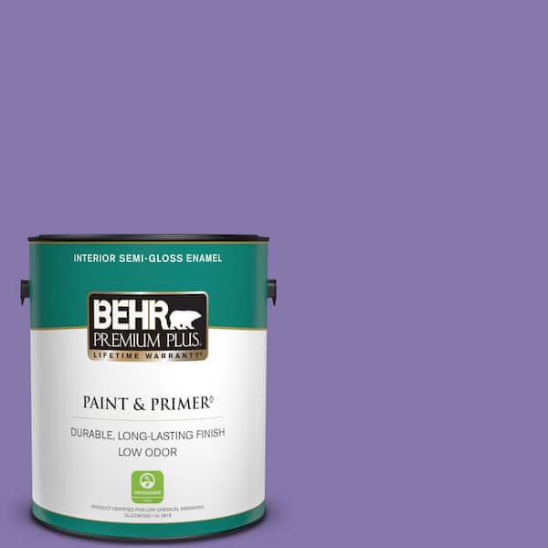 BEHR PREMIUM PLUS 1 gal. #640B-6 Grape Parfait Semi-Gloss Enamel Low Odor Interior Paint & Primer