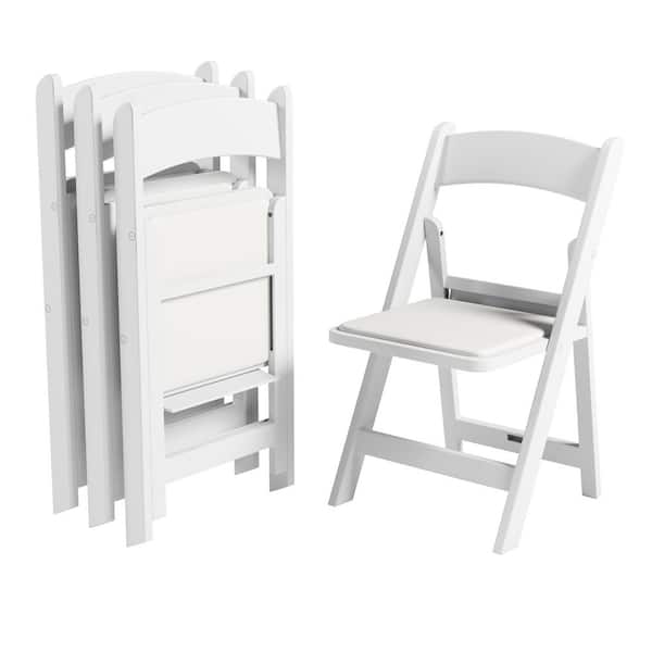 Resin 4-Pack Folding Event Chair in White with Padded Seat