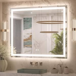 42 in. W x 36 in. H Rectangular Frameless with Frontlit & Backlit Anti-Fog LED Mirro Wall Mount Bathroom Vanity Mirror