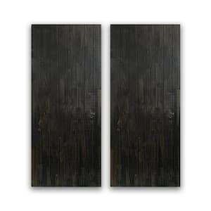 60 in. x 80 in. Hollow Core Charcoal Black Stained Solid Wood Interior Double Sliding Closet Doors