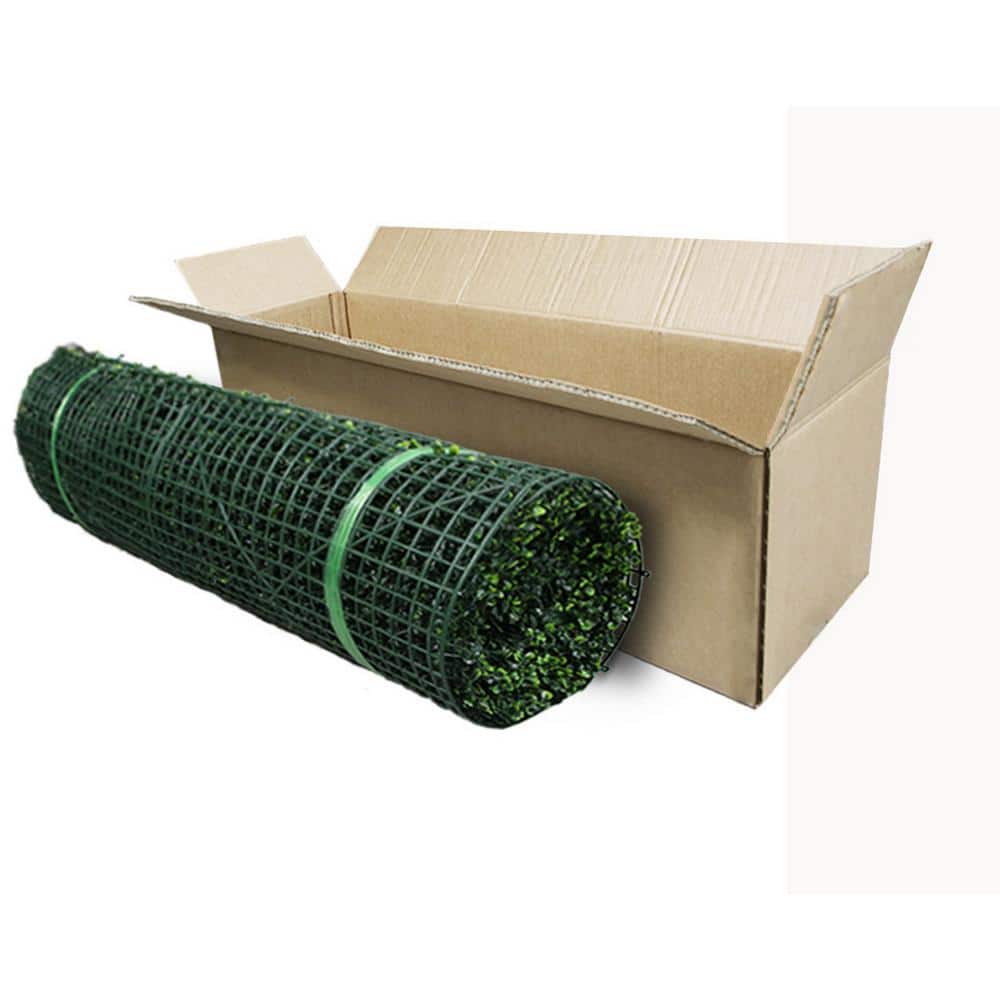 40 in. x 120 in. Light Green Artificial Boxwood Hedge Panels with Lights