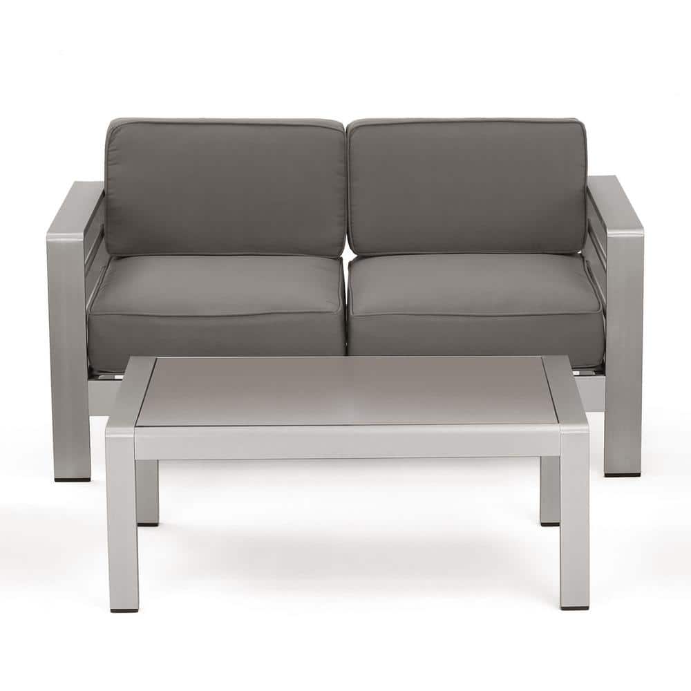 Cape Coral Silver 2-Piece Aluminum Patio Conversation Set with Khaki Cushions price history on PriceWatchPro