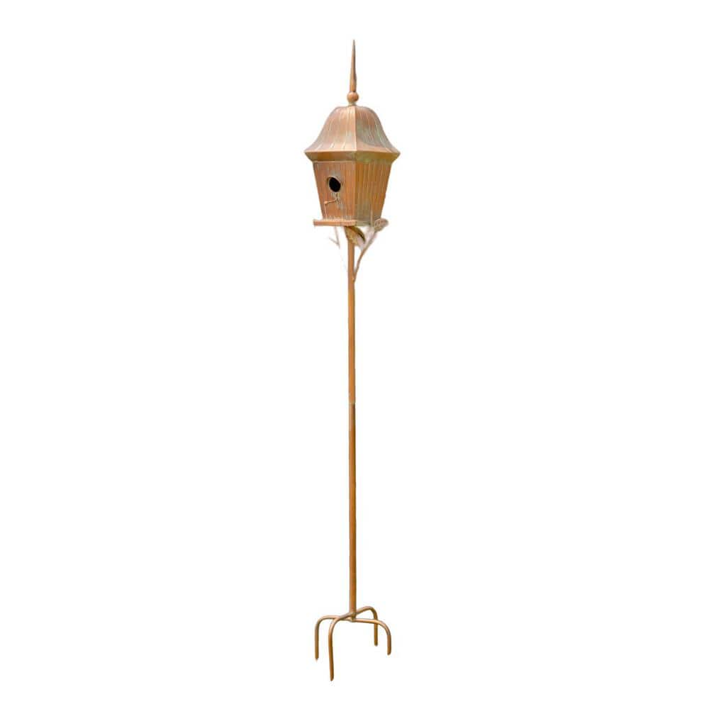 65.5" Tall Antique Copper Iron Birdhouse Stake