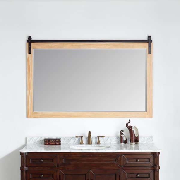 Cortes 60 in. W x 39.4 in. H Rectangular Framed Wall Bathroom Vanity Mirror in Pine