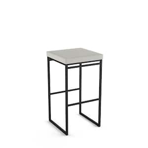 Easy 26 in. Light Grey Polyester / Black Metal Counter Stool