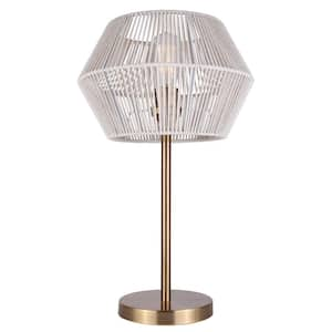 Willow 21.25 in. Gold Table Lamp with White String Shade and Line Switch