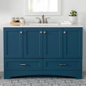 Lancaster 48 in. W x 19 in. D x 33 in. H Single Sink Bath Vanity in Admiral Blue with White Cultured Marble Top