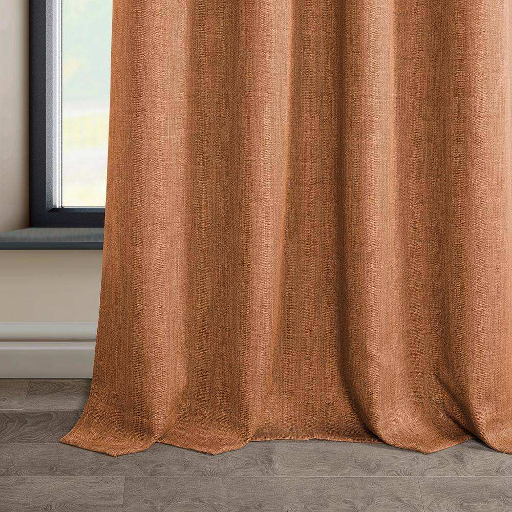 Desert Orange Faux Linen Blackout Grommet Window Panel - 50" x 96"