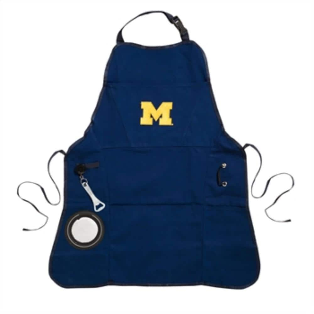 Team Sports America University of Michigan NCAA 24 in. x 31 in. Cotton Canvas 5-Pocket Grilling Apron with Bottle Holder