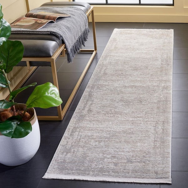 Platinum 2 ft. x 8 ft. Gray/Beige Solid Runner Rug