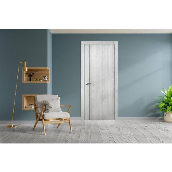 Belldinni Vona 01 2H 18 in. W x 80 in. H x 1-3/4 in. D 1-Panel Solid Core Dark Urban Prefinished Wood Interior Door Slab, Dark Gray/Dark Urban