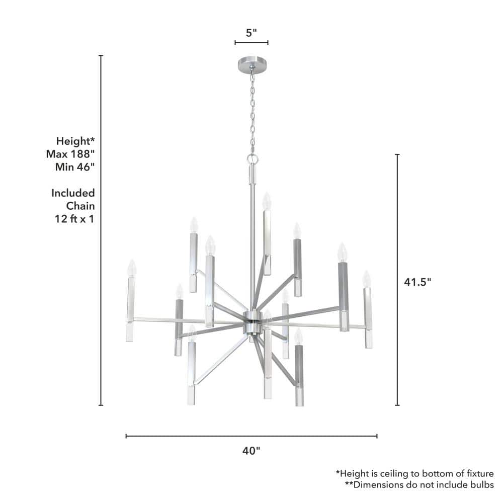 Elegant Sunjai 12-Light Nickel & Crystal 3-Tier Chandelier