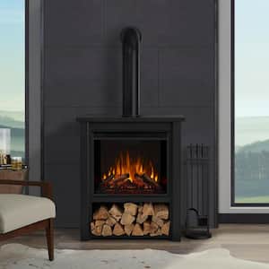Hollis 32 in. Freestanding Electric Fireplace in Black
