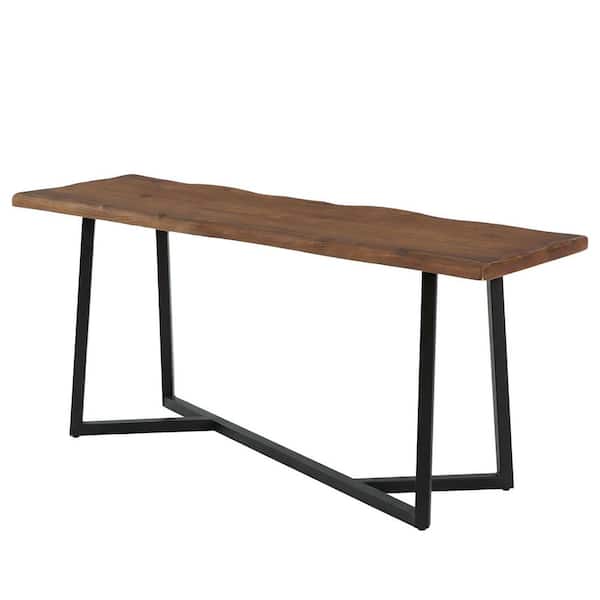 BYBLIGHT Kearsten 35.43 in. H Brown Rectangle Solid Wood Bar Table ...
