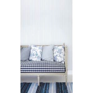 Smart Stripes 2-Skinny Stripe in Light Gray and White Non-Pasted Vinyl Wallpaper