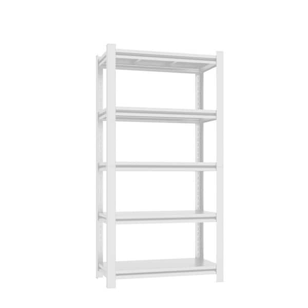 5-Tiers Metal Heavy Duty Adjustable Garage Pantry Organizer Shelving Unit in White (15.7 in. W x 63 in. H x 31.5 in. D)
