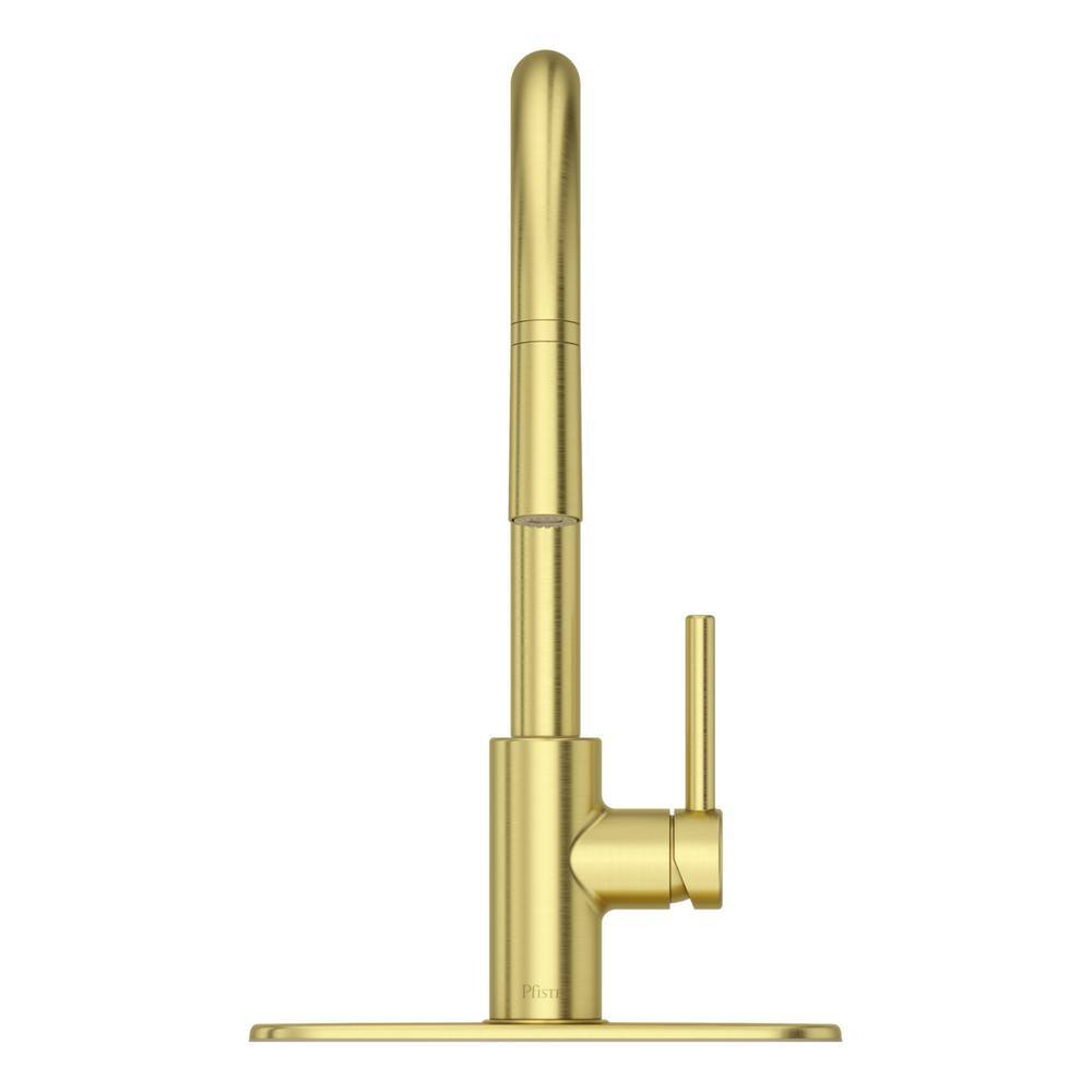 Stellen Traditional Brushed Gold Pull-Down Kitchen Faucet with AccuDock