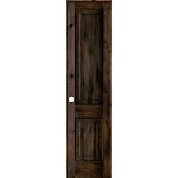Krosswood Doors 18 in. x 96 in. Rustic Knotty Alder 2-Panel Right Handed Black Stain Wood Single Prehung Interior Door with Square Top