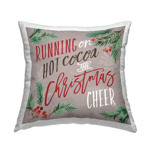 Stupell Industries Cocoa & Christmas Cheer Grey Square Outdoor Throw Pillow