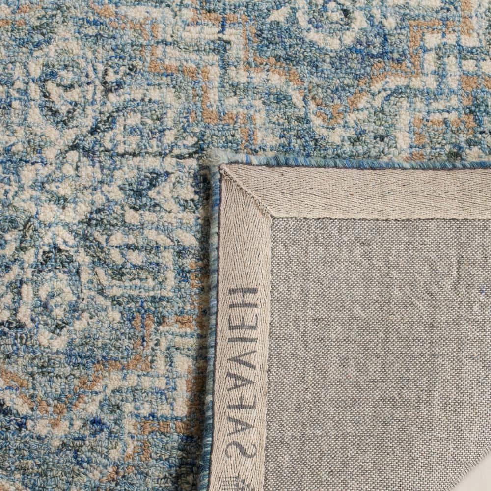 Handmade Abstract Blue Wool 47" Round Tufted Rug