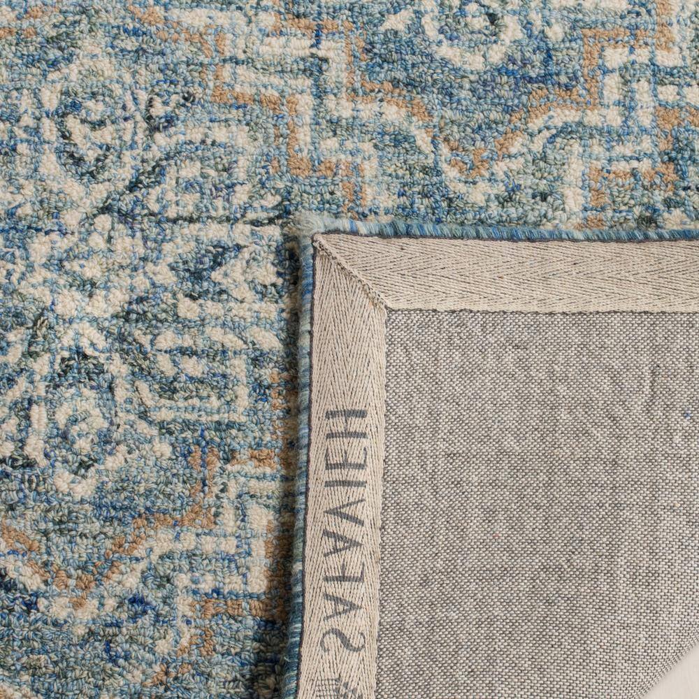 Handmade Abstract Tufted Blue Wool Square Rug - 4' x 4'