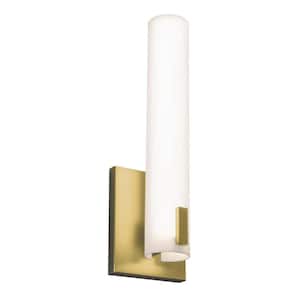 Bowen 4 in. Satin Brass LED Wall Sconce with Acrylic Shade