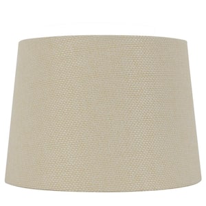 Mix and Match 14 in. Dia x 10 in. H Cream Woven Texture Round Table Lamp Shade