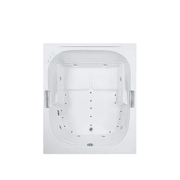 Comfortflo 60 in. x 60 in. Acrylic Square Drop-in Whirlpool and Air Bathtub with Reversible Drain in Bone