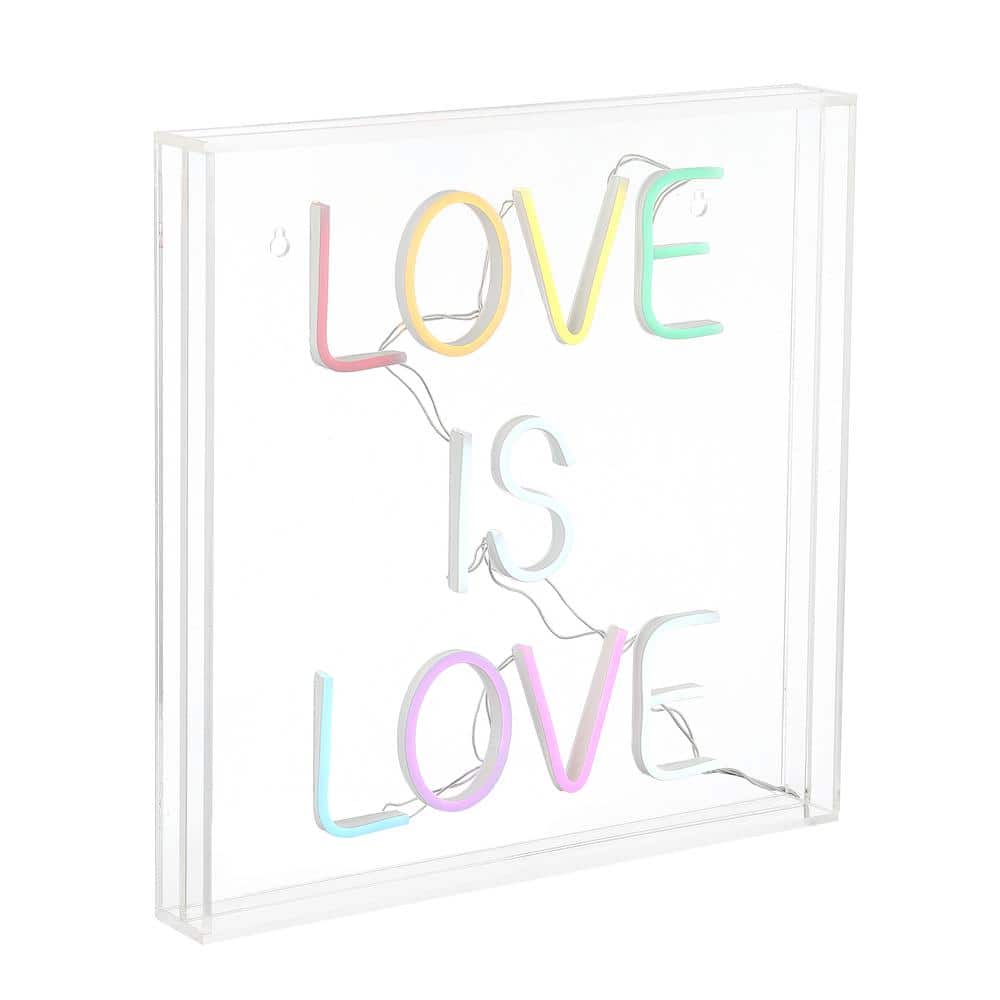 Multi-Colored Acrylic LED Neon Love Is Love Sign, 15-Inch
