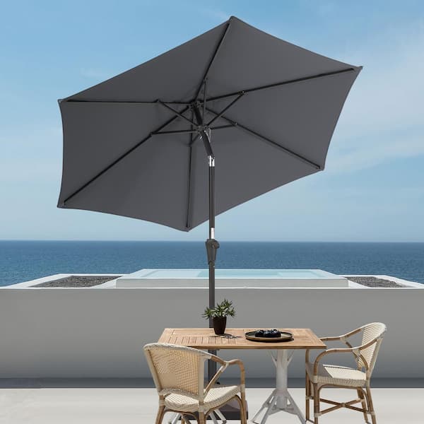 JOYESERY 9 ft. Outdoor Umbrellas Patio Market Table Outside Umbrellas Nonfading Canopy and Sturdy Ribs, Anthracite