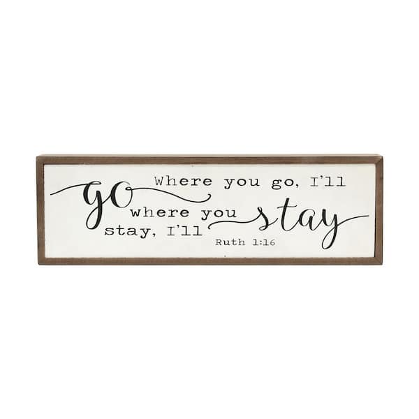 PARISLOFT Where You Go I Will Go Where You Stay I Will Stay Farmhouse Wood Block Decorative Sign