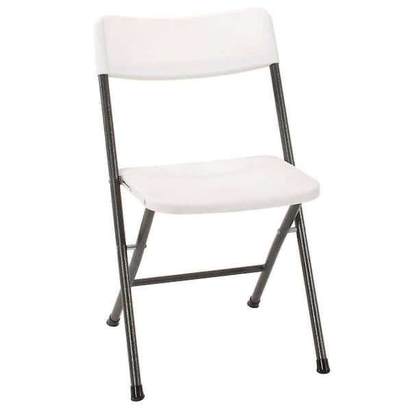 Cosco White Plastic Seat Metal Frame Outdoor Safe Folding Chair (Set of 4)