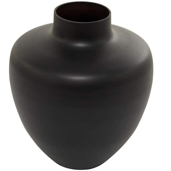 Litton Lane 13 in. Black Glass Decorative Vase