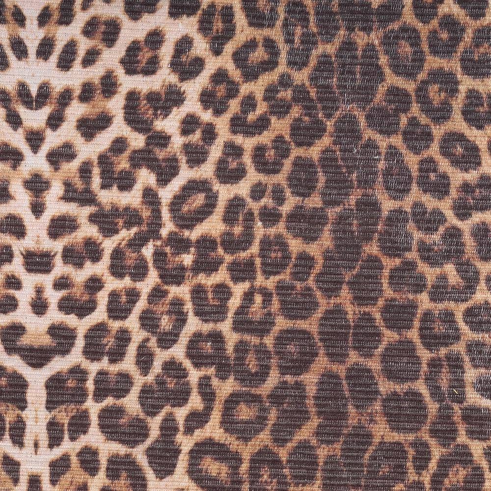 Leopard Print Brown and Beige Rectangular Washable Area Rug