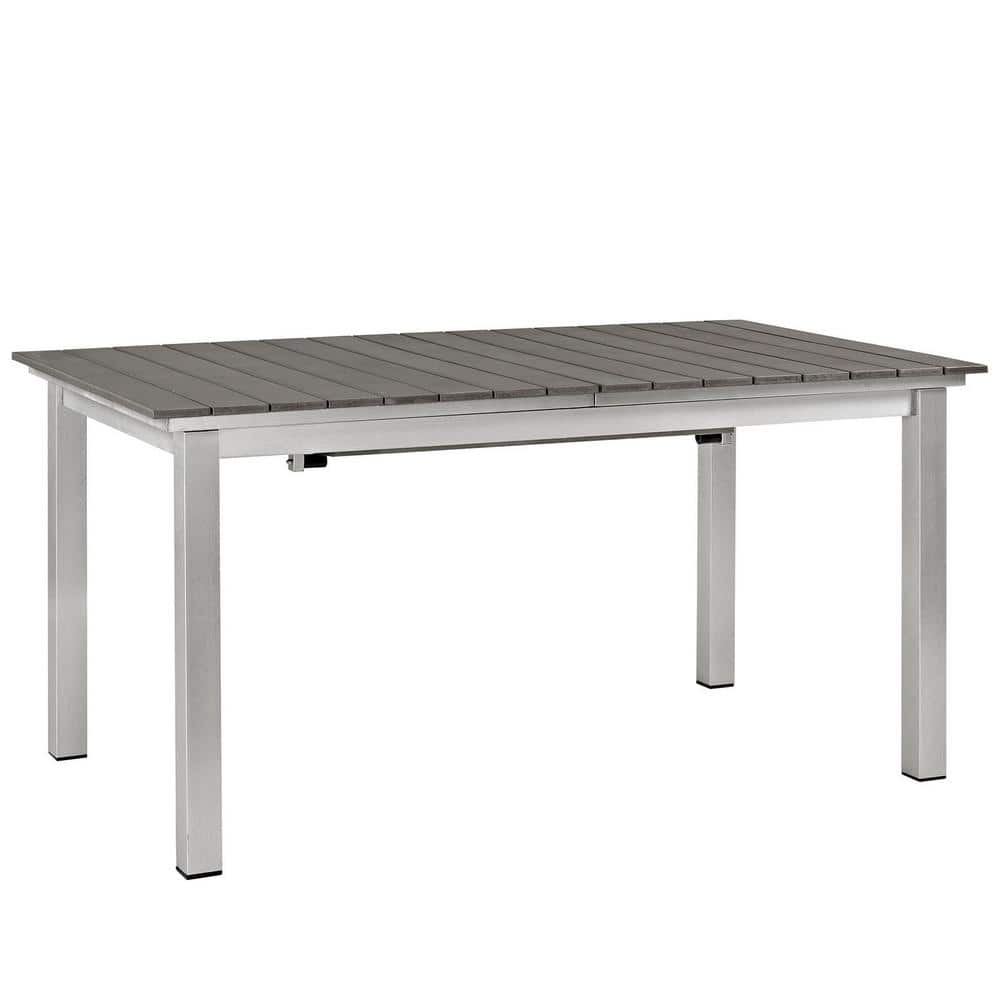 Shore Silver Gray Aluminum Extendable Outdoor Dining Table