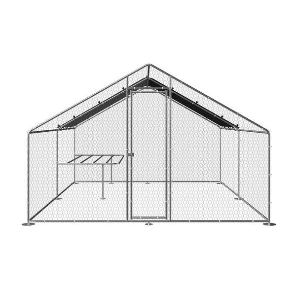 Tidoin 79 in. H x 157 in. W x 118 in. D Large Metal Chicken Coop Poultry Cage with Waterproof and UV Protection Cover