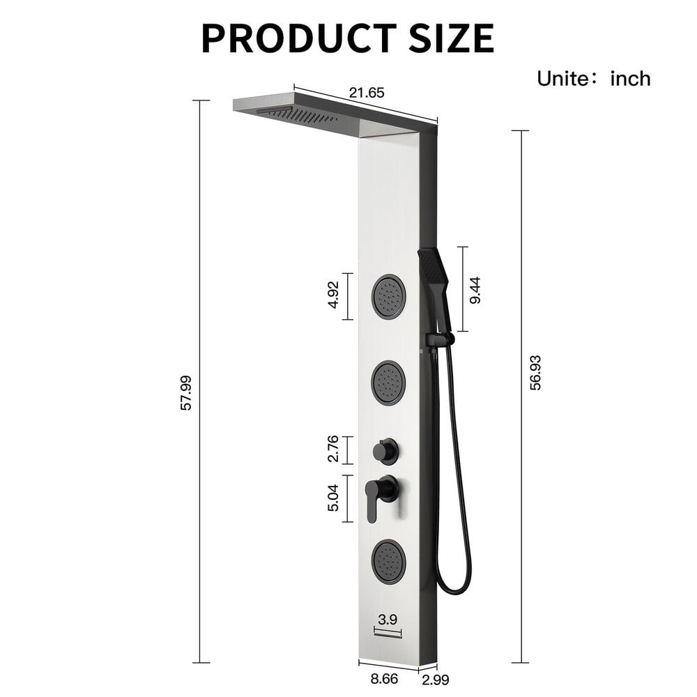 Black Nickel 57.99'' Shower Panel with Rainfall and Body Jets