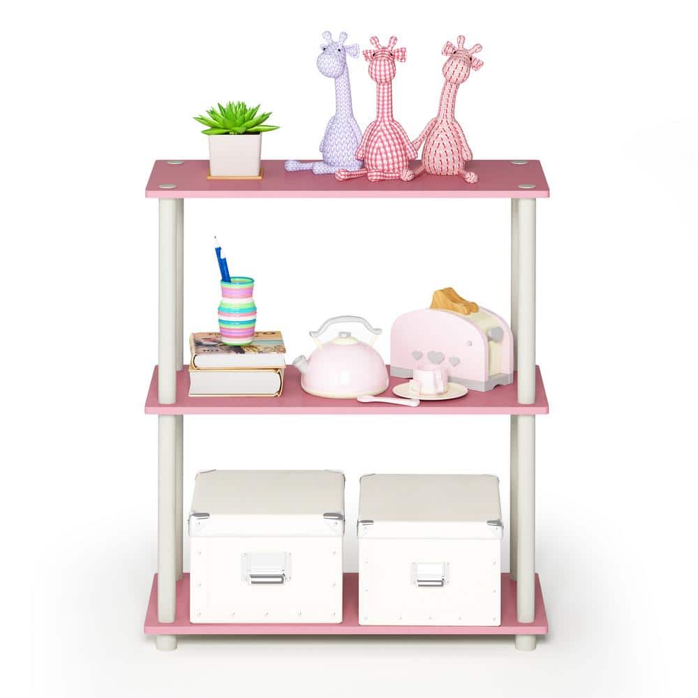 Pink and White 3-Tier Kids' Wooden Bookshelf