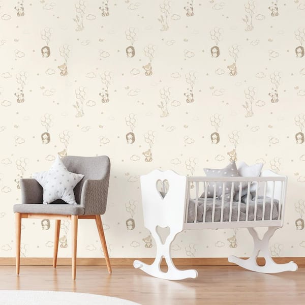 Floating Balloons Light Brown Animal Wallpaper